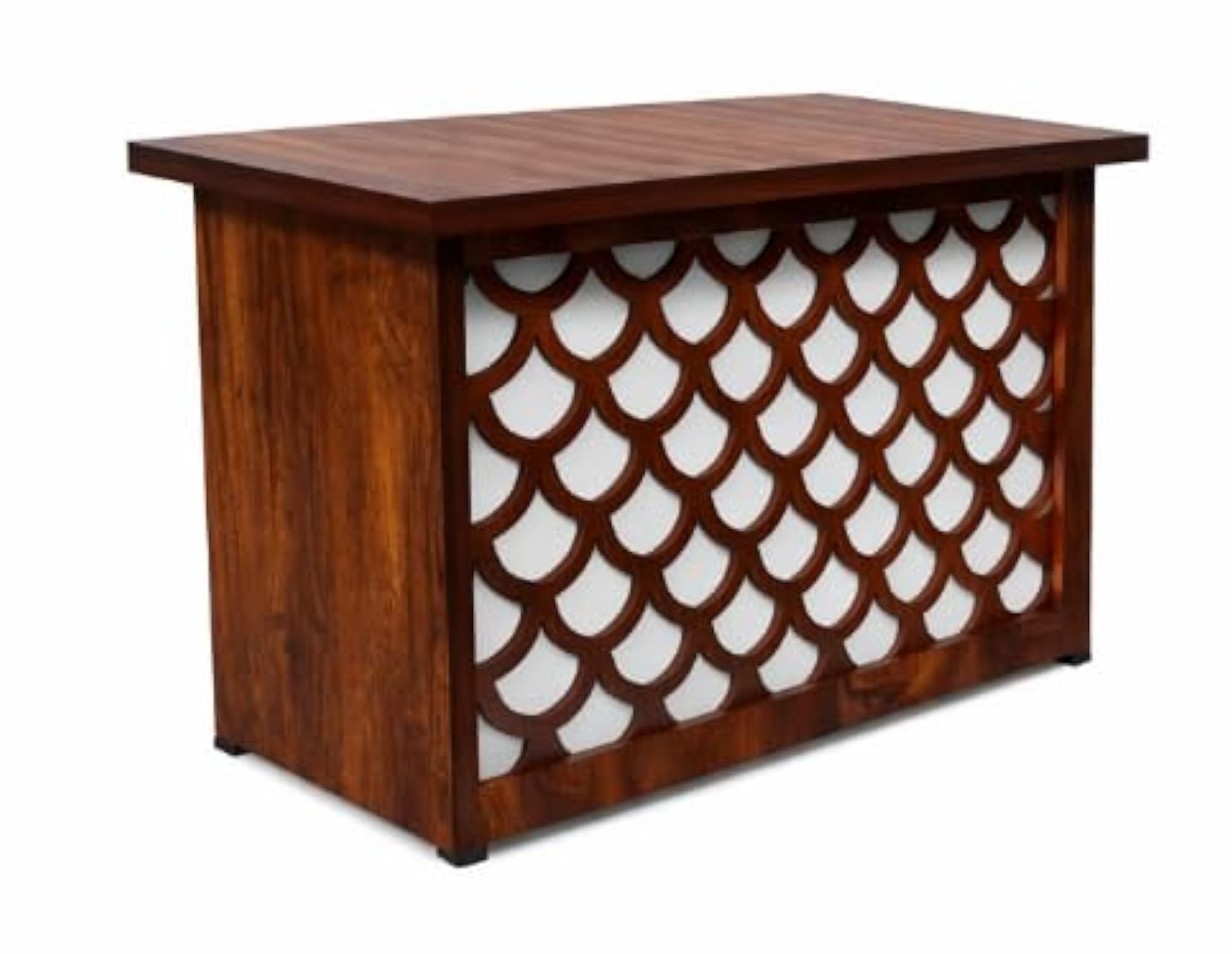 Modern Wooden Office Desk with Decorative Front Panel, Set of 2