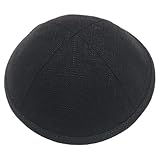 Jewish Hat Kippah Skull Cap Linen Yarmulke Head Covering, Multiple Colors Available, Black, 3-6