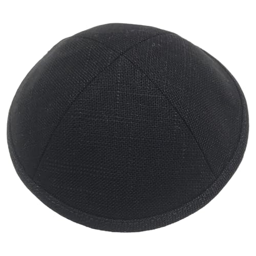 Jewish Hat Kippah Skull Cap Linen Yarmulke Head Covering Multiple Colors Available (Black)