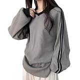 [CoeFodMavo] トレーナー レディース 長袖 スウェット プルオーバー トップス Tシャツ 襟付き 切り替え 薄手 ストライプ ゆったり 大きいサイズ 着痩せ 体型カバー カジュアル オフィス お出かけ 春 秋 冬