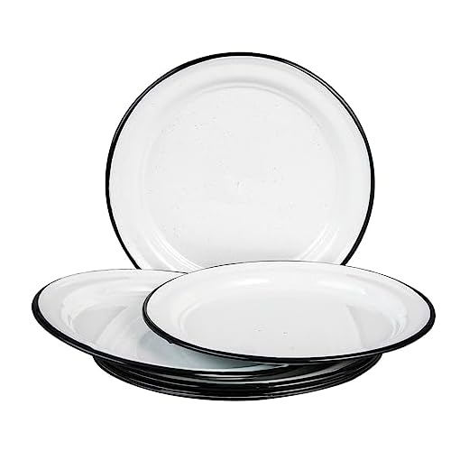 Cinsa 10in Dinner Plate Set, 6 Pieces (White Color) - Enamelware Dinner Plates for Indoor & Outdoor - Camping, Farmhouse Kitchen, Party - Durable and Reusable