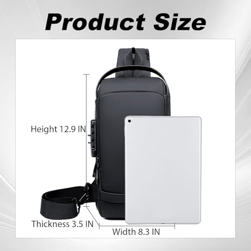 New Carbon Fiber Streamline Anti-Theft Sling Bag, Waterproof USB Charging Sport Sling Anti Theft Shoulder Backpack (Black Gold)2