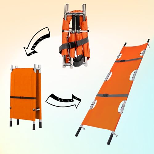 LIROPAU Krankentrage, 210 * 54cm Mobile Patiententrage aus Aluminium mit Schnallen, Klappbare Trage With Storage Pouch für den Notfall-Patiententransport