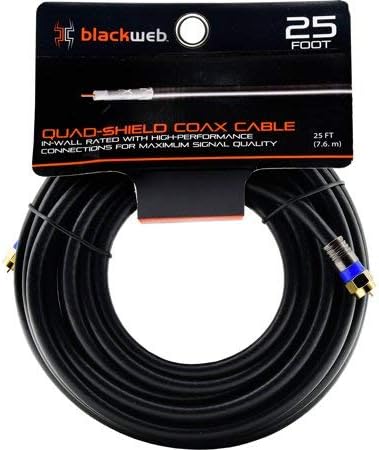 Blackweb Quad-Shield Coax Cable-25 Foot-Black