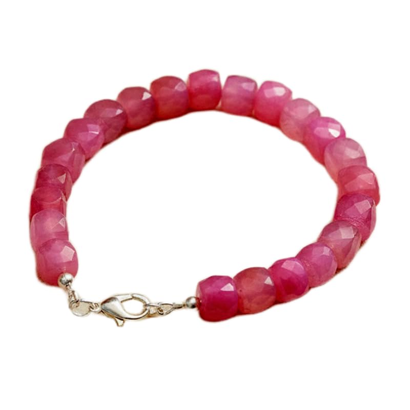 Bracelet calcédoine rose naturelle LKBEADS pour éviter les irritations avec ses pierres lisses