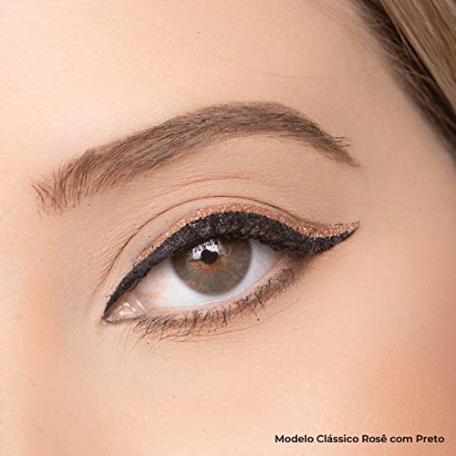 Delineador Adesivo 1 Par Modelo Clássico Rosê com preto