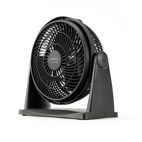 Taurus Ice Brise Mini - Mini ventilador de sobremesa, 25 cm de diámetro, 2 velocidades, 3 aspas, inclinable, apto para colgar en pared, silencioso, potente, 28x13x28 cm, Negro