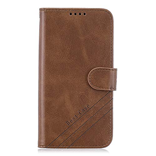 Preisvergleich Produktbild Docrax Galaxy A21S Handyhülle, Hülle Leder Case mit Standfunktion Magnetverschluss Flipcase Klapphülle kompatibel mit Samsung Galaxy A21S - DOHEX120636 Braun