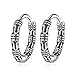 WSZJLN Orecchini a Cerchio in Argento Sterling 925 Boho Vintage Nero Cool Grande Rotondo per Uomo Donna Gioielli Spessi alla Moda immagine