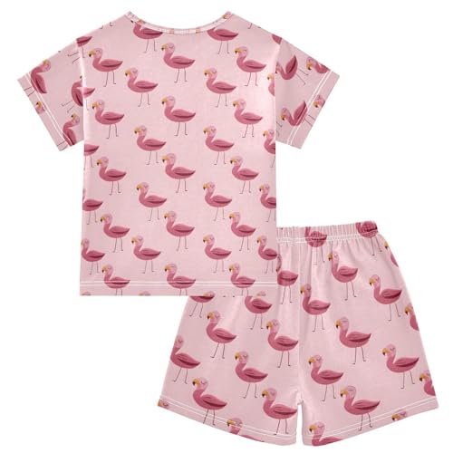 Pajama Sets Flamingo Pattern Short Sleeve Summer Sleepwear 2 Piece Pjs2