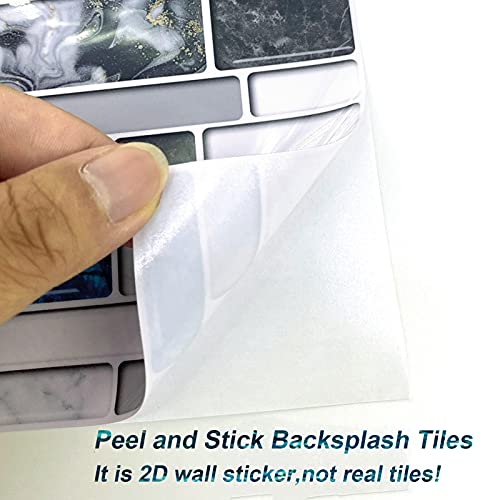 2D Peel And Stick Backsplash Tile,27-Sheet Self-Adhesive Kitchen Backsplash Tiles In Marble,7.87"X3.94" Wall Stickers For Bathroom,Living Room #TOP2