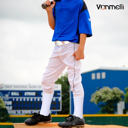 Image of VONMELLI Youth Baseball Belt and Socks Combo, Elastic Softball Belts and Socks for Boys and Adult (2 Pairs of Socks & 1 Belt)
