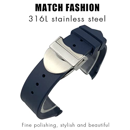 Wscebck Rubber Watchband 22Mm Silicone Watch Strap For Tudor Heritage Black Bay Pelagos Waterproof Bracelets (Color : Black Folding, Size : 22Mm) #TOP3