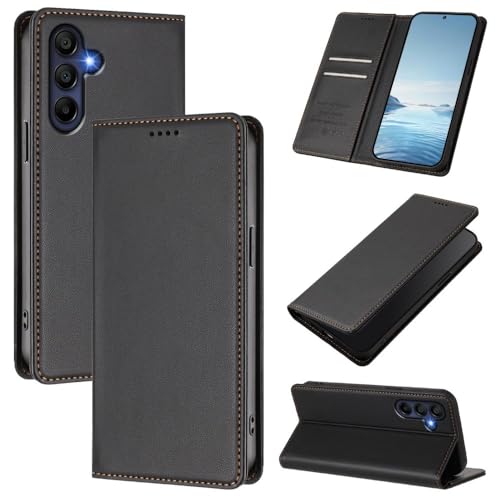 Coque Samsung Galaxy A07 avec clapet magnétique noir pour éviter les rayures d'écran