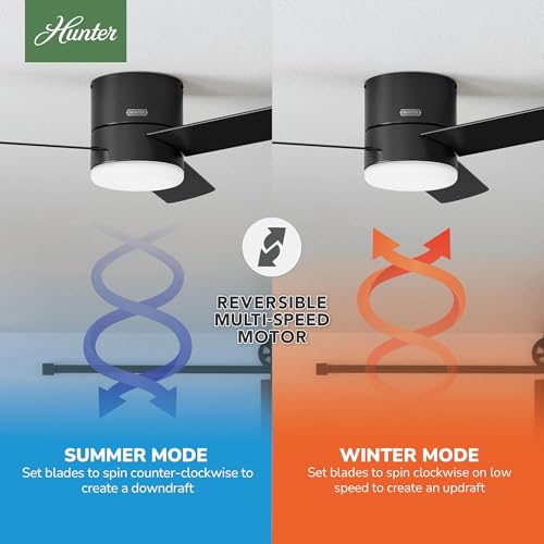 Image of Hunter Minimus, Indoor, Ceiling Fan, with LED Light, 52 inch, Matte Black
