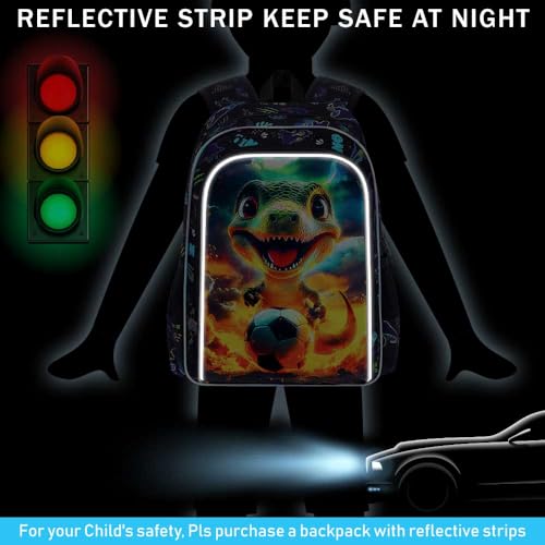 Image of 3Pcs Dinosaur Backpack for Boy, 16 inch Soccer Bookbag for Elementary Preschool Kindergarten, Kids School Backpacks with Lunch Box (Black)