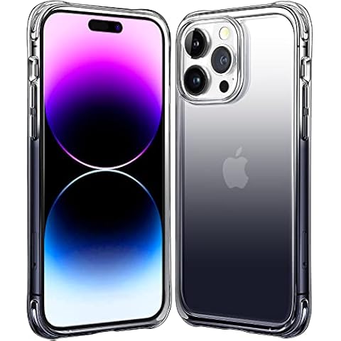 Mkeke for iPhone 14 Pro Case Clear, [Military Grade Protection] [Not Yellowing] Shockproof Phone Case for Apple iPhone 14 Pro 2022 - Gradient Black Cover
