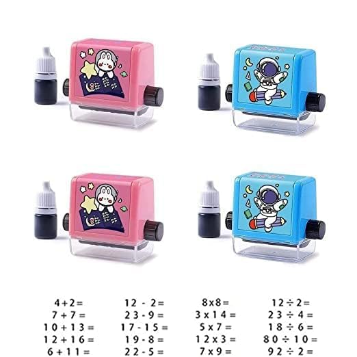 BUSAWARE Math Roller Stamp for Addition Subtraction Multiplication Division Roller Number Digital Teaching Stamp Math Practice Number Rolling Stamp (4 Pcs_Multicolor) (B0CDKSFJC5) Amazon Price History, Amazon Price Tracker