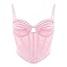 Mocure Women's Sexy Sleeveless Boned Satin Bustier Push Up Spaghetti Strap Corset Going Out Crop Top Clubwear - L