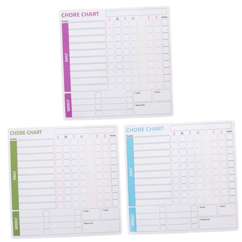 DOITOOL 3pcs Chore Reward Chart for and Behavior Tracker for Refrigerator Encourages Habits and Responsibility Convenient Home Organization Tool