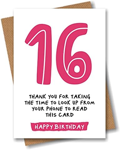 16th Birthday Card - Funny Joke for 16 Year Old - Pink
