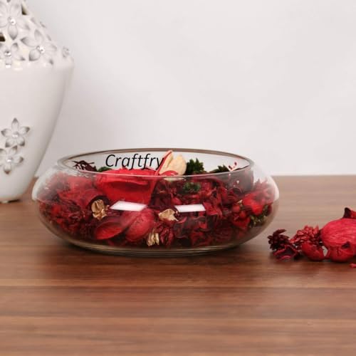 Image of Urli Bowl-Splendid Glass Spring Bowl for Home Decoration Table Centerpiece, Floral Arrangements, and Floating Candels (Clear, 6 Inch)