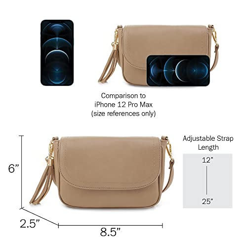 Image of EVVE Small Crossbody Bags for Women Trendy Flap Saddle Purses with Tassel Vegan leather Shoulder bag