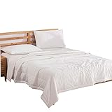 NTCOCO Comforter Set Thin Quilt Summer Lightweight Comforter,100% Washed Cotton,Machine Washable,Soft Comfy Breathable Can Sleep Naked (White, Queen)