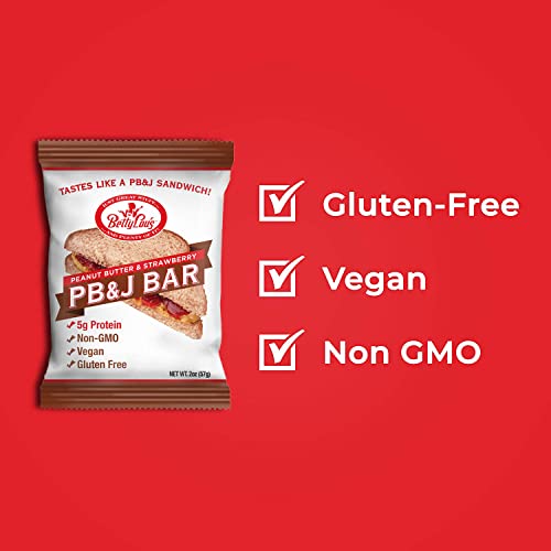 Betty Lou's Pb&J Bars | Peanut Butter & Strawberry Snack Bars | Gluten Free, Vegan, Non Gmo | Deliciously Healthy Snacks | Individually Wrapped, 2 Oz. Each (12 Pack) #TOP1