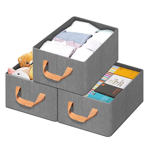 Tall silver Faltbare Aufbewahrungsbox mit Tragegriff,graue Aufbewahrungsbox (3er Set)
