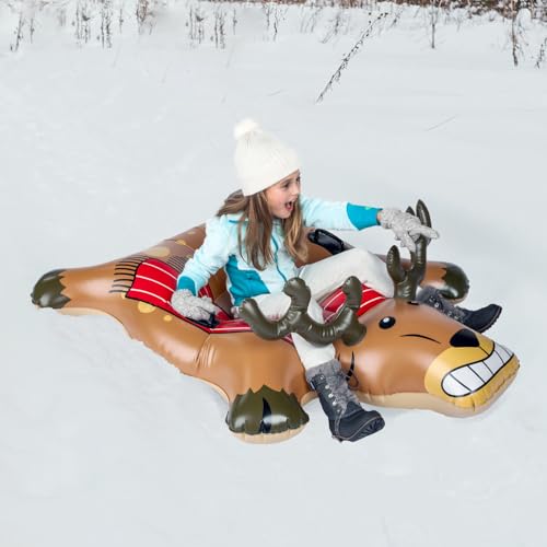 BigMouth Inc Large 48" Inflatable Snow Tube for Kids and Adults, Durable Winter Toy for Tubing & Sledding - Reindeer - Thumbnail 3