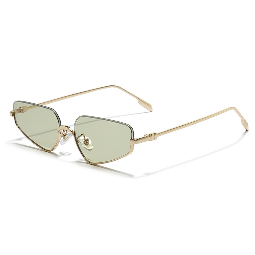 Occhiali da sole in metallo stile punk retrò a occhi di gatto, classici, con protezione UV400 per attività all'aperto.
