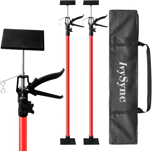 IvySync Cabinet Jack for Installing Cabinet,Adjustable 3rd Hand Support Pole Extend from 45 to 114 inches,Premium Steel Cabinet Lift Jack Support up to 154 lbs,2 Pack with Storage Bag (Red-Orange)