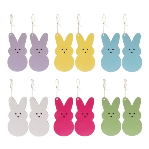 VONJUMA 12 Pcs Decorazioni Pasquali Coniglietto Etichette Per Il Nome Del Cestino Pasquale Fai Da Te In Legno Vuote Per Fattoria Regali Di Pasqua Primavera Feste Bomboniere Forniture Decorative