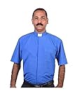 Clerical Clergy Vicar Priest Collar Men's Shirts Short Sleeves (15 1/2, Royal Blue)