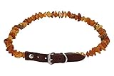  Zeckenhalsband aus Bernstein mit Lederschließe 45-50cm