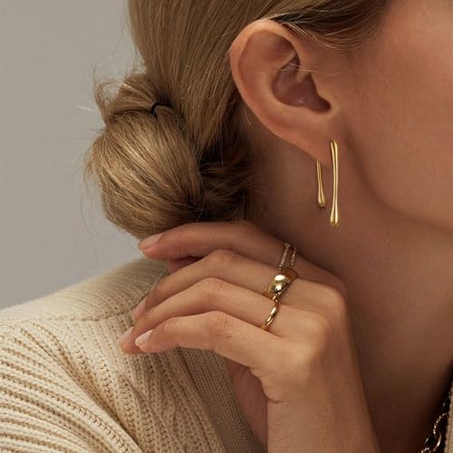 FANZE Gold Dangle Drop Earrings for Women Front Back Earring 925 Sterling Sliver Post Hypoallergenic Trendy Jewelry Gift for Party Prom Wedding Graduation Valentine Chrismas3