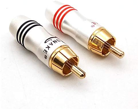 HKSMAN RCA Male Plug Screws Audio Video In-Line Jack Adapter Audio Jack Connector for 4.5mm Speaker Cable Multimedia and CCTV, RCA Plug Solderless, Black And Red (2 Pack)