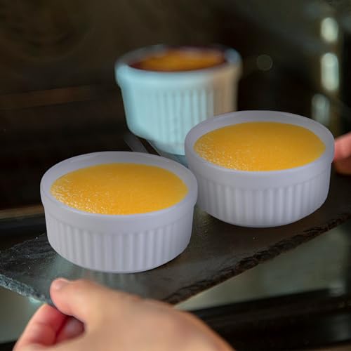 Ramekins Set of 4, 2.8In Ceramic Small Creme Brulee Ramekins,Souffle Dish,Small Bowl Sauce Pots Dipping Bowls for Creme Brulee,Cupcakes,Custards,Ice Cream,Dips,Jams Oven Safe Dishwasher Safe - Image 5