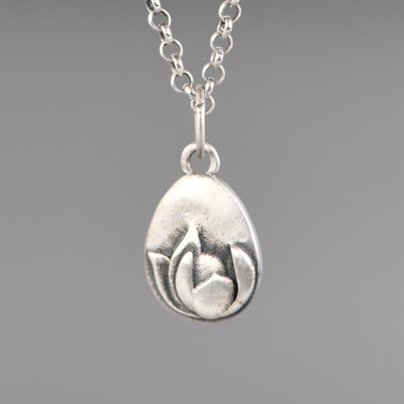 Collier argent 925 anti-ternissement chaîne de pull longue goutte d'eau relief - 4