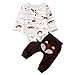 Geagodelia 3 Pezzi Set di Vestiti per Neonati Completini da Bambini Completo Tuta Pagliaccetto + Pantaloni + Cappello Neonati Toddler Soft Baby Set Animali (Volpe Marrone 3-6 Mesi)