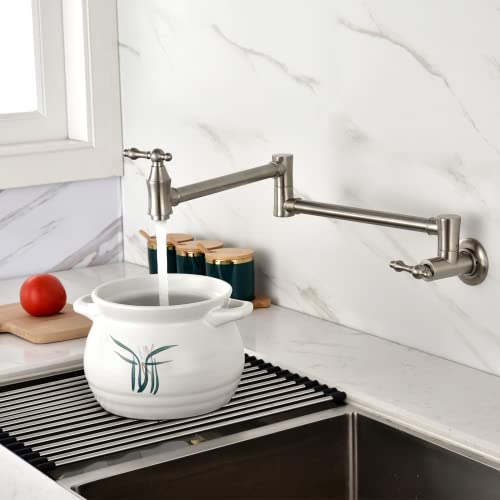 Grifo pot filler de latón macizo con acabado dorado cepillado premium