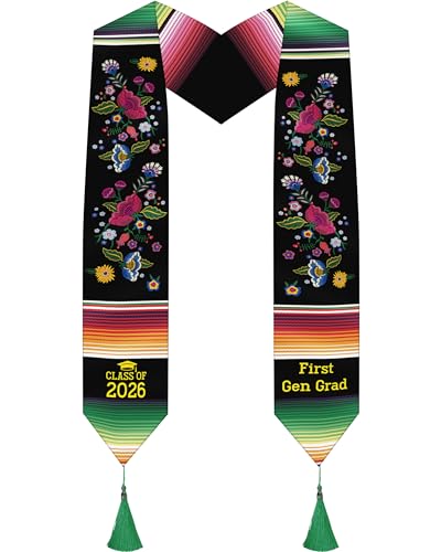 Romart First Generation Graduation Stole Class of 2026 Mexican Graduation Sash with Tassel Hispanic Sarape First Gen Grad Stole for Men Women