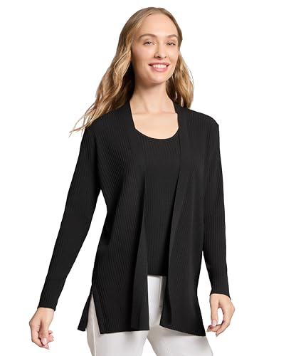 Image of Jones New York Women's Long Sleeve Cardigan with Side Slits