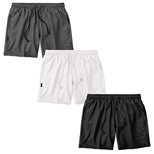 Kit 3 Shorts Masculino Liso Praia Piscina Academia Tactel MXC BRASIL (BR, Alfa, GG, Regular, Regular