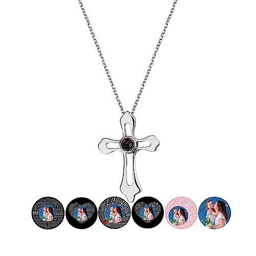 Wellhoope Collana con proiezione incrociata personalizzata Collana con foto personalizzata Collana Ti amo 100 lingue Catena con ciondolo Memoria Gioielli Regali per donna Uomo Famiglia