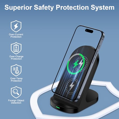 Induktive Ladestation, 15W Schnelles Wireless Charger Stand für Google Pixel 8/8 Pro/7/7 Pro, Handy Kabelloses Ladegerät für Samsung Galaxy S24/S23 Ultra/S22/S21/S20/Z Flip 5/Z Flip 4, iPhone 15/14/13 – Bild 6