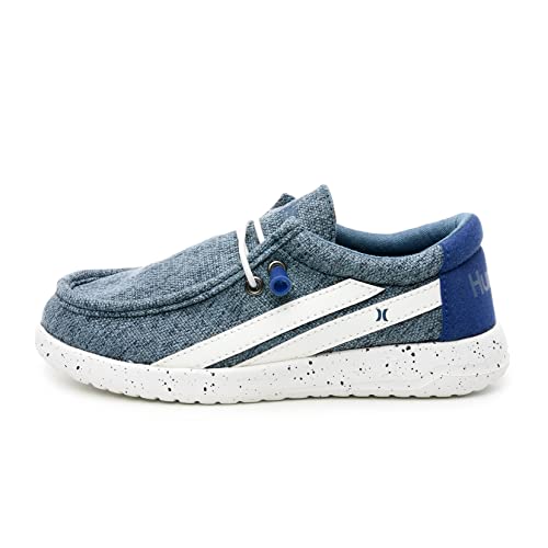 Hurley Melky Canvas Shoes - Elastic Lace Up Fashion Loafers For Boys & Girls - Classic Casual Canvas Shoes - Lightweight & Comfortable Loafers For All Day Wear Blue Multi #TOP2