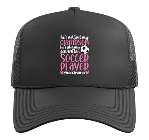 My Favorite Soccer Player Nana Soccer Nana Grandma Trucker Hat with Adjustable Mesh Back, Black