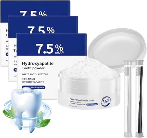 Polvo de dientes de hidroxiapatita, 7.5% de nano hidroxiapatita en polvo para dientes, polvo mineral de restauración de dientes, polvo potenciador de pasta de dientes de hidroxiapatita natural,